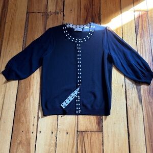 Polka Dot Trim Navy Women's Top